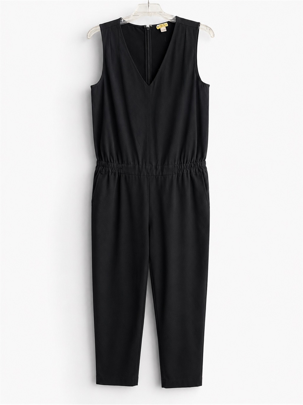 J. Crew Black Sleeveless  V-Neck Straight Leg Jumpsuit | Size 6